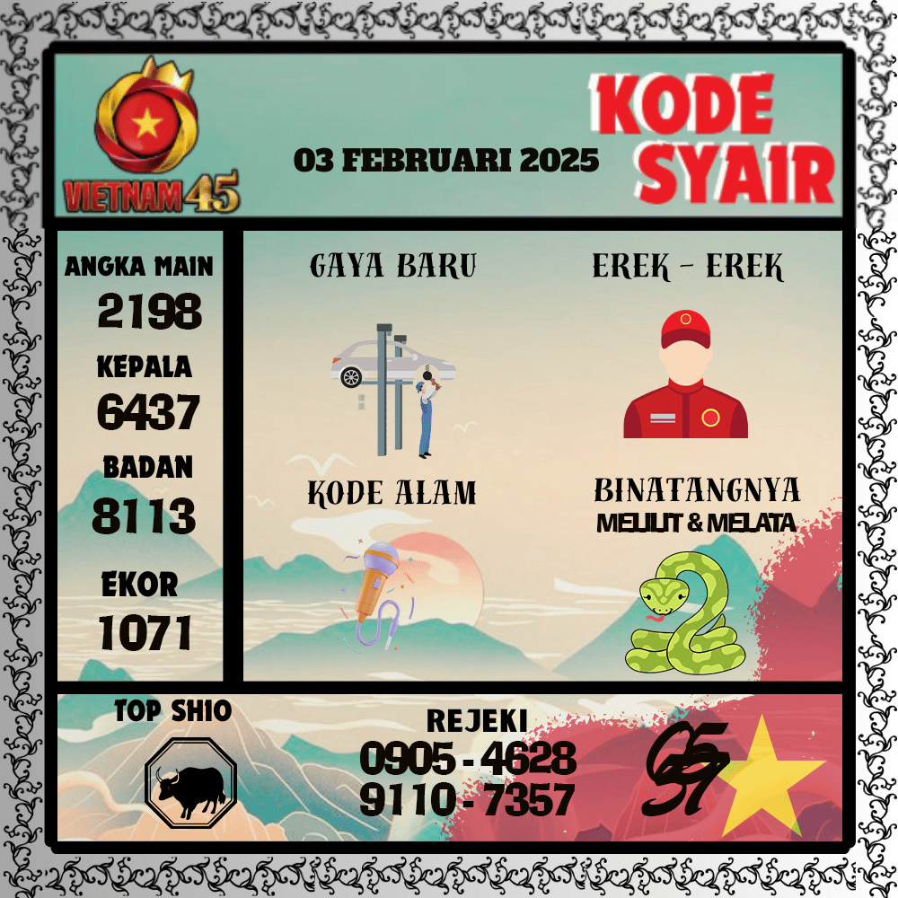 Kode Syair Vietnam45 Pools - Februari Pools
