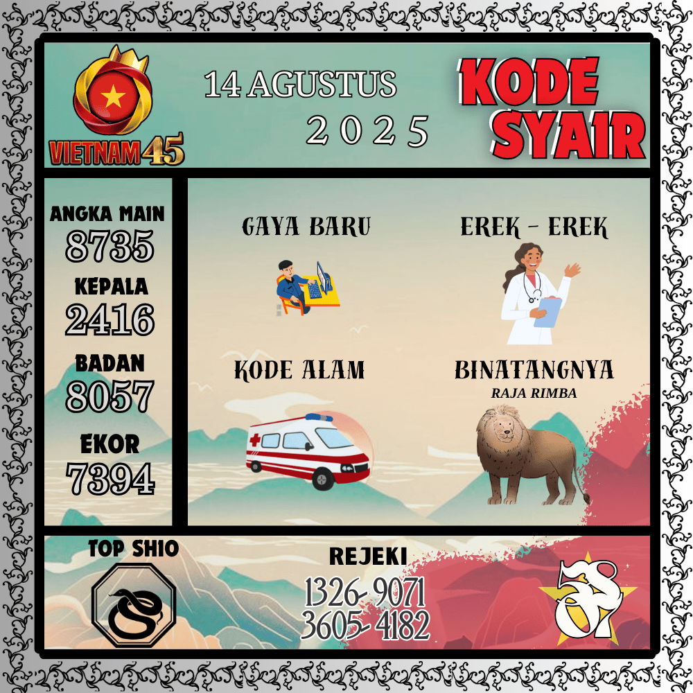 Kode Syair Vietnam Pools - Agustus Pools