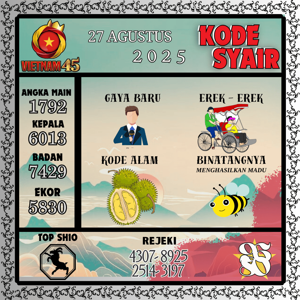 Kode Syair Vietnam Pools - Agustus Pools
