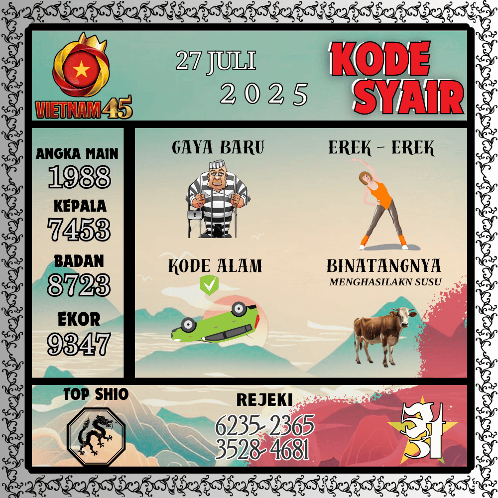 Kode Syair Vietnam Pools - Juli Pools