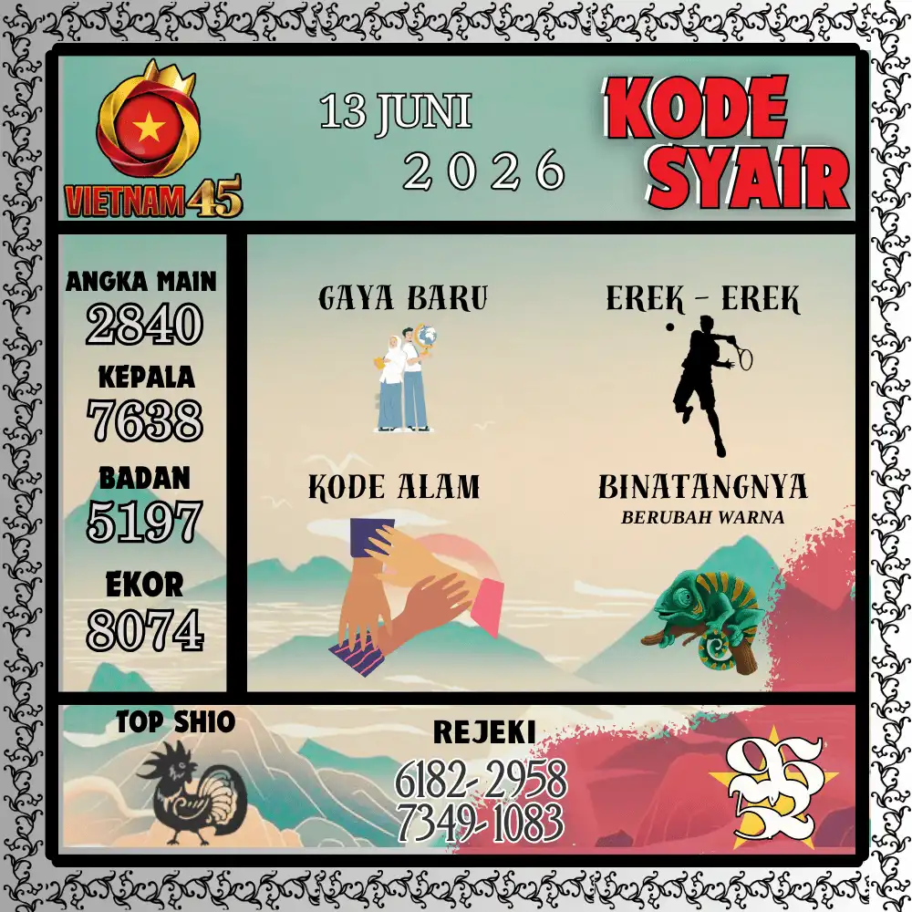 Kode Syair Vietnam45  Pools - Juni 2026

