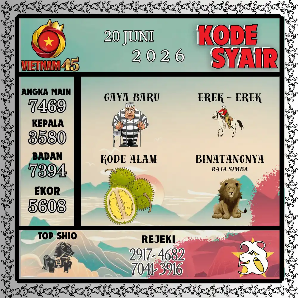 Kode Syair Vietnam45  Pools - Juni 2026
