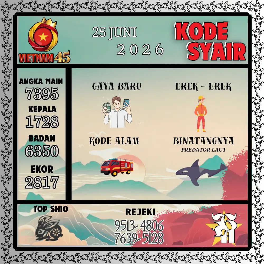 Kode Syair Vietnam45  Pools - Juni 2026
