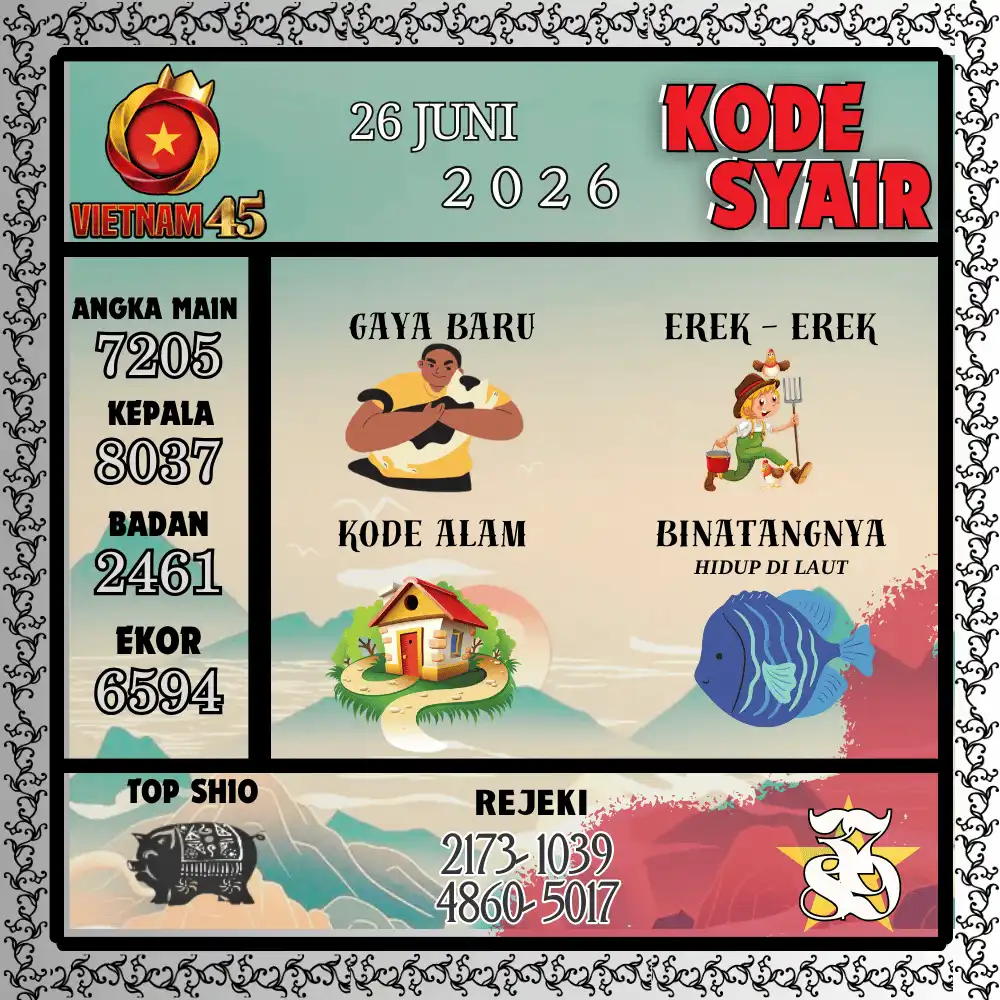 Kode Syair Vietnam45  Pools - Juni 2026
