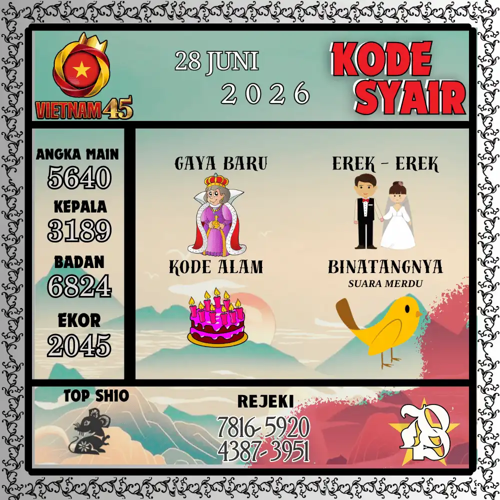Kode Syair Vietnam45  Pools - Juni 2026
