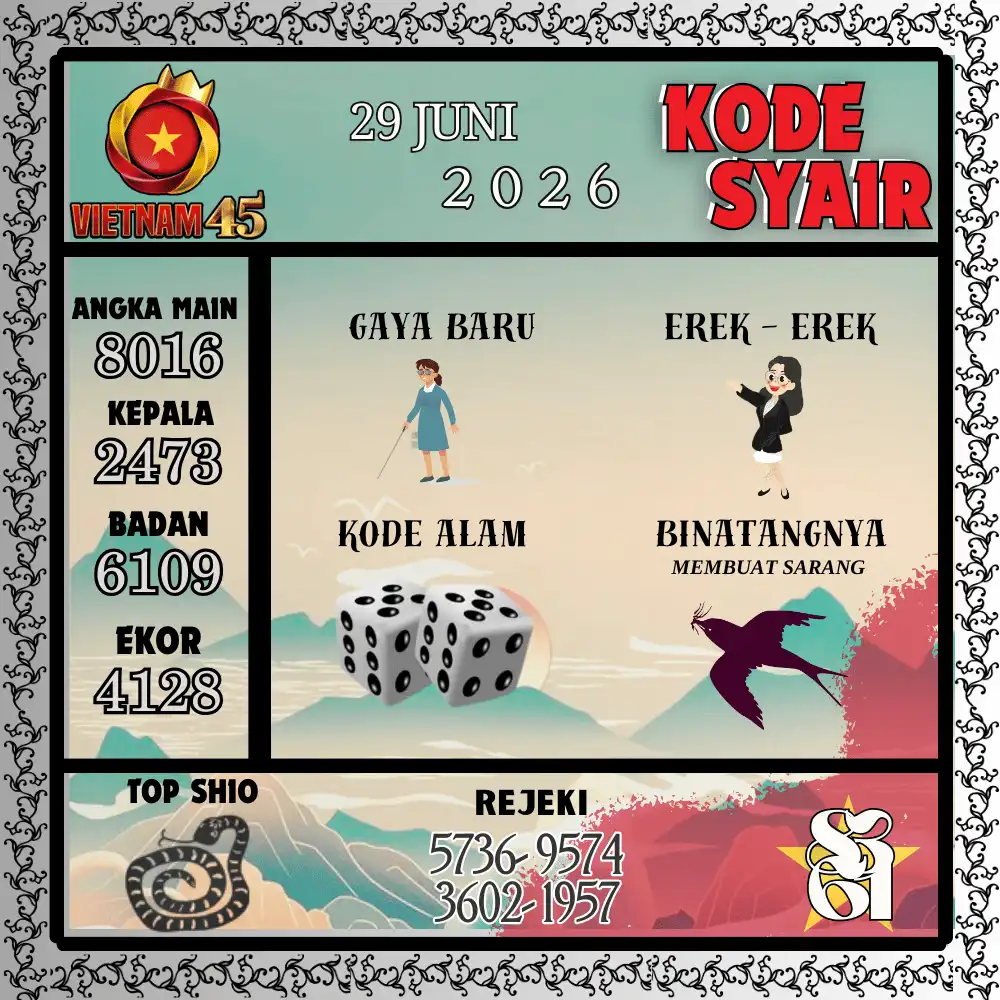 Kode Syair Vietnam45  Pools - Juni 2026
