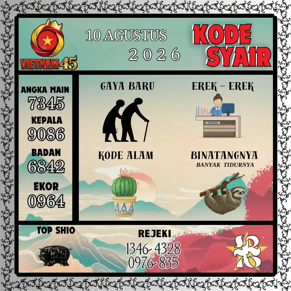 Kode Syair Vietnam45  Pools - Agustus 2026
