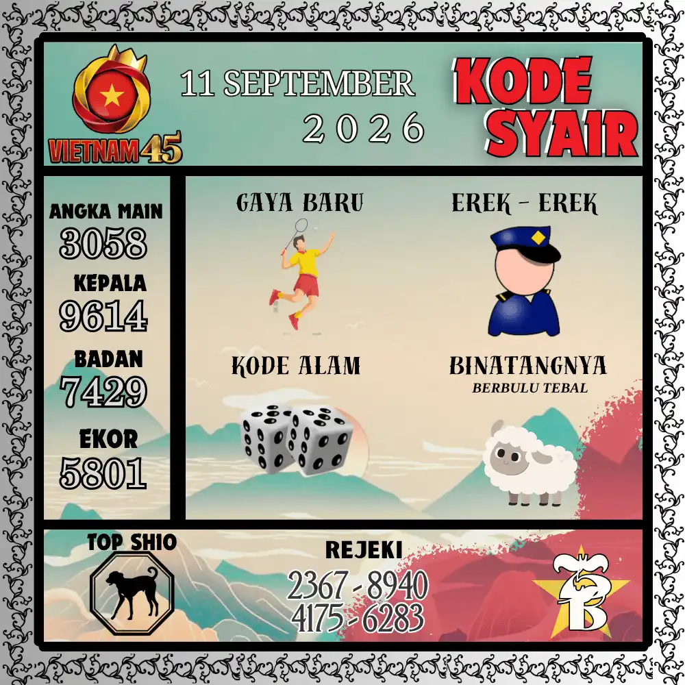 Kode Syair Vietnam45  Pools - September 2026
