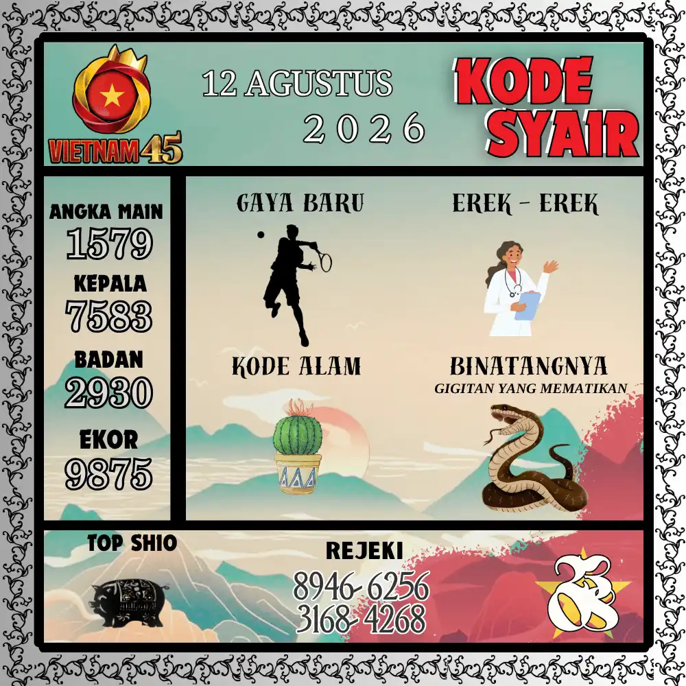 Kode Syair Vietnam45  Pools - Agustus 2026

