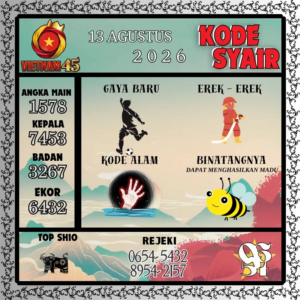 Kode Syair Vietnam45  Pools - Agustus 2026
