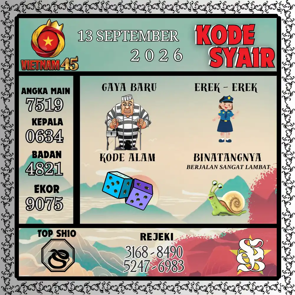 Kode Syair Vietnam45  Pools - September 2026
