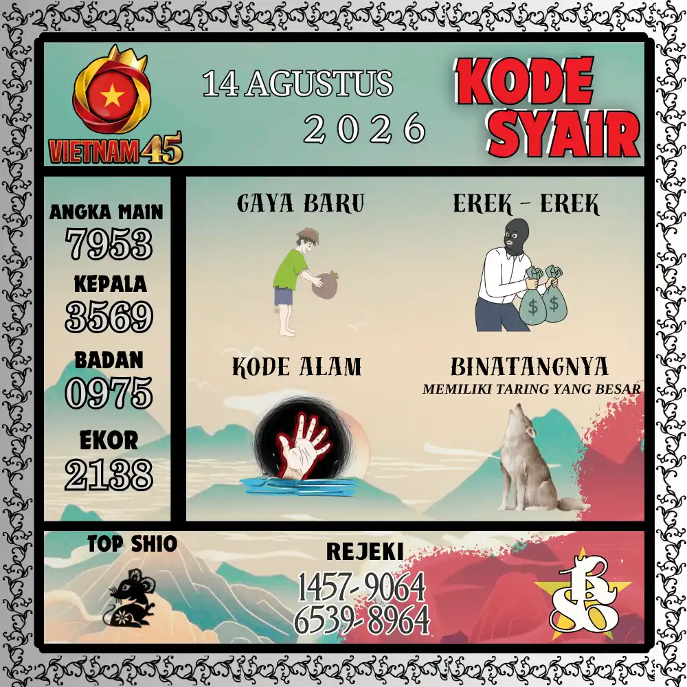 Kode Syair Vietnam45  Pools - Agustus 2026
