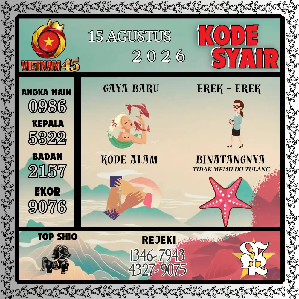 Kode Syair Vietnam45  Pools - Agustus 2026
