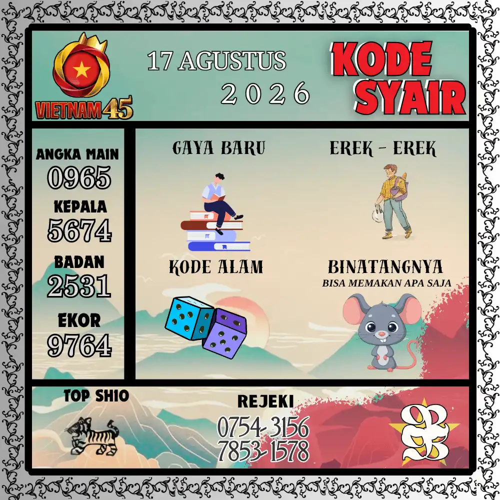 Kode Syair Vietnam45  Pools - Agustus 2026
