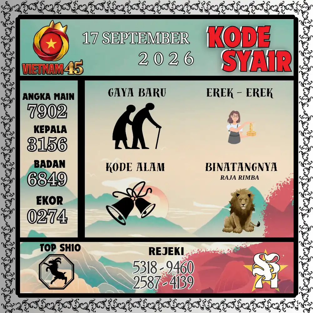 Kode Syair Vietnam45  Pools - September 2026
