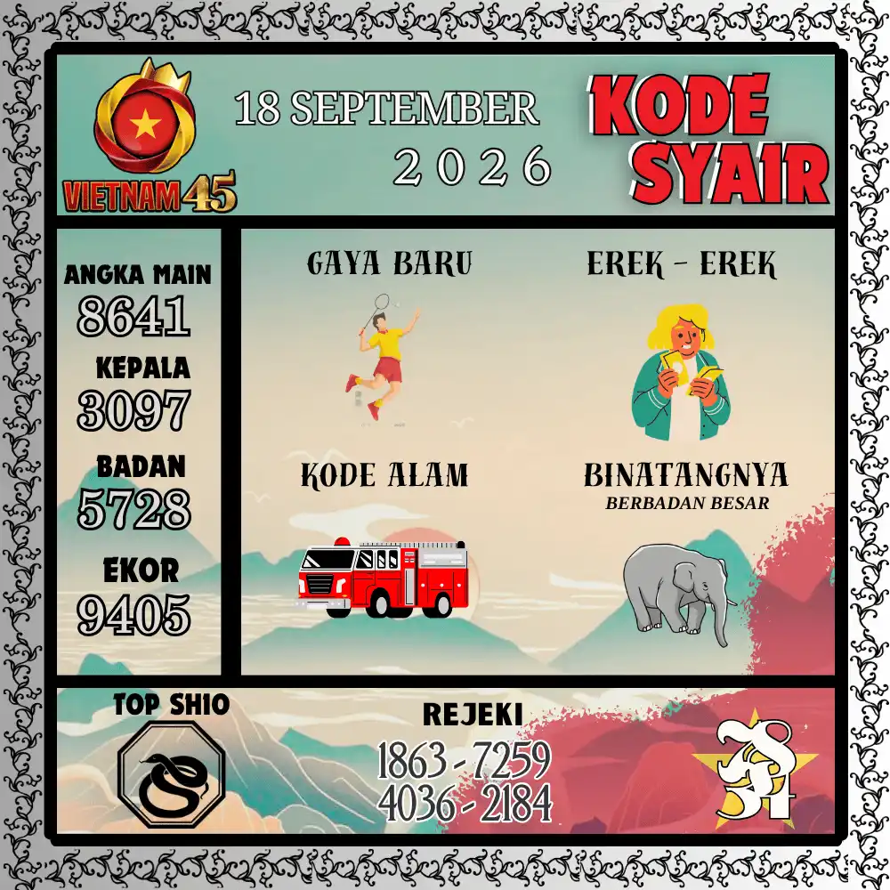 Kode Syair Vietnam45  Pools - September 2026
