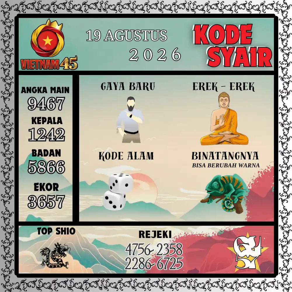 Kode Syair Vietnam45  Pools - Agustus 2026
