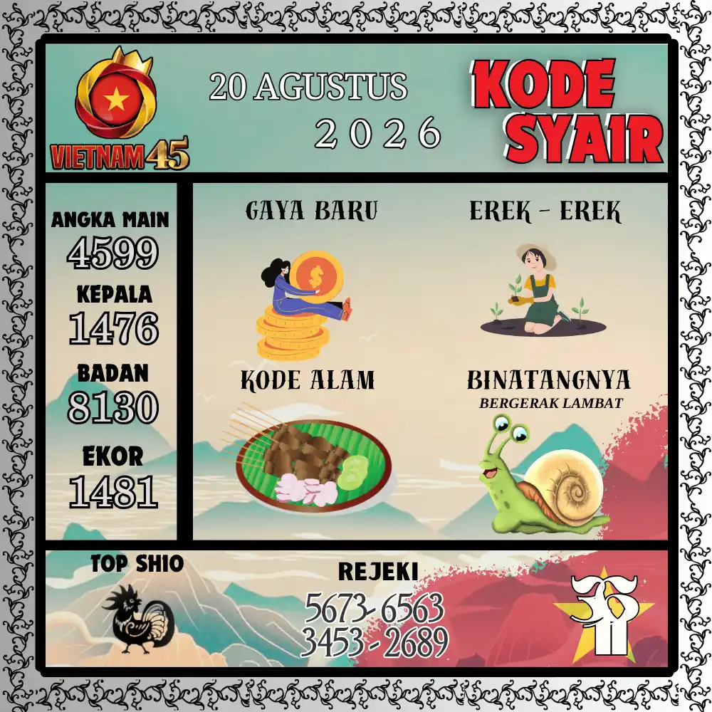 Kode Syair Vietnam45  Pools - Agustus 2026
