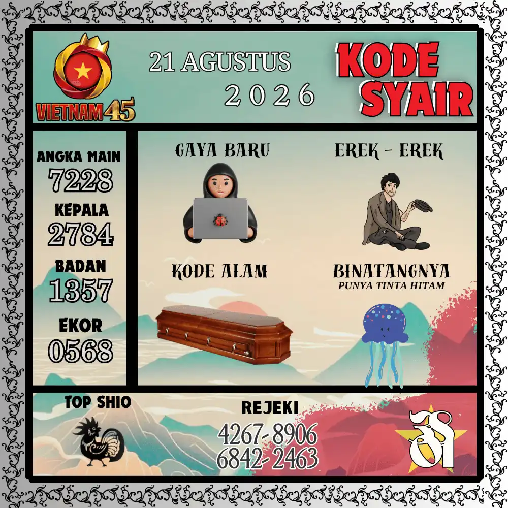 Kode Syair Vietnam45  Pools - Agustus 2026
