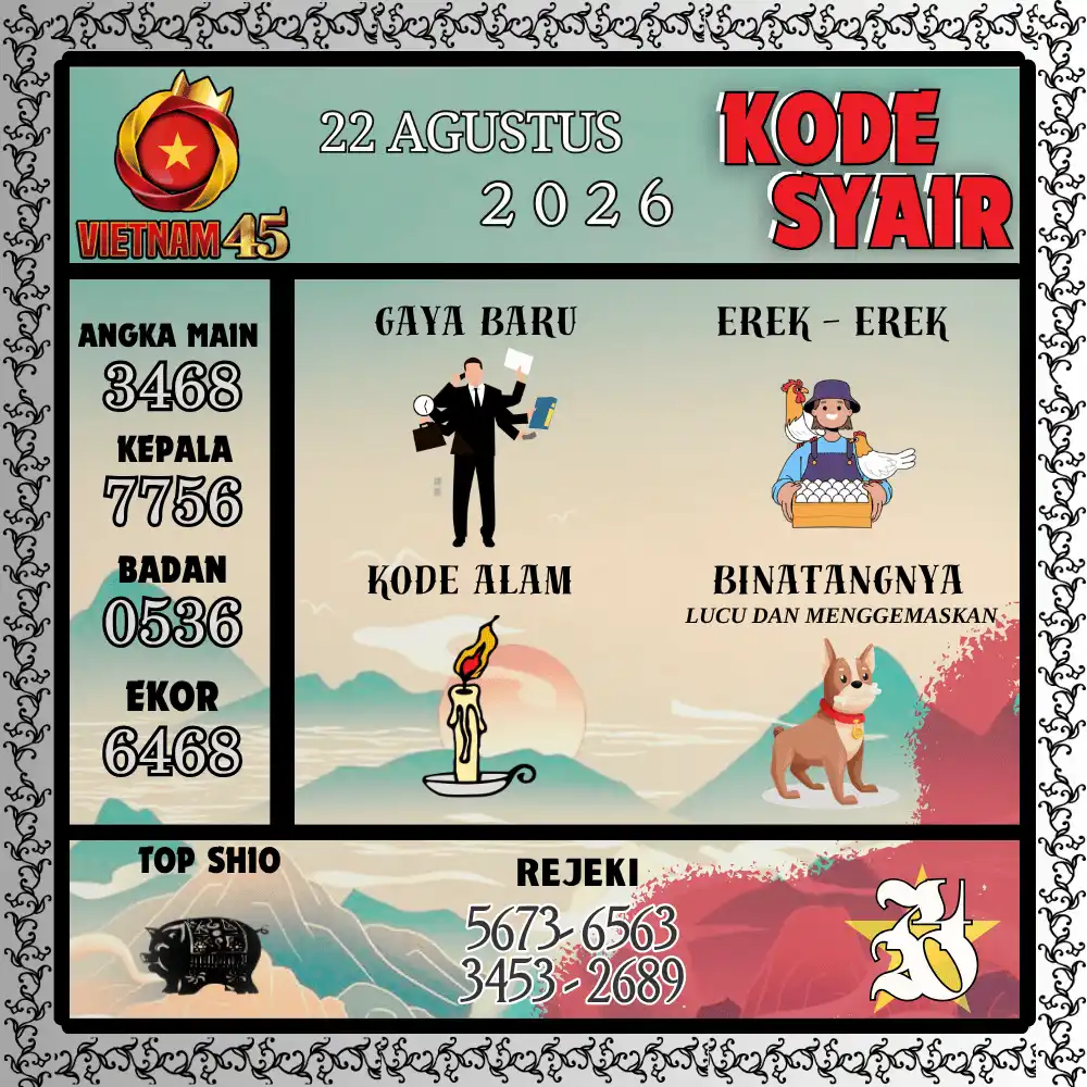 Kode Syair Vietnam45  Pools - Agustus 2026
