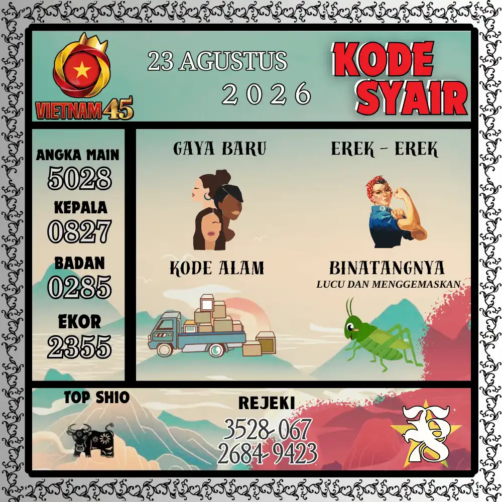 Kode Syair Vietnam45  Pools - Agustus 2026
