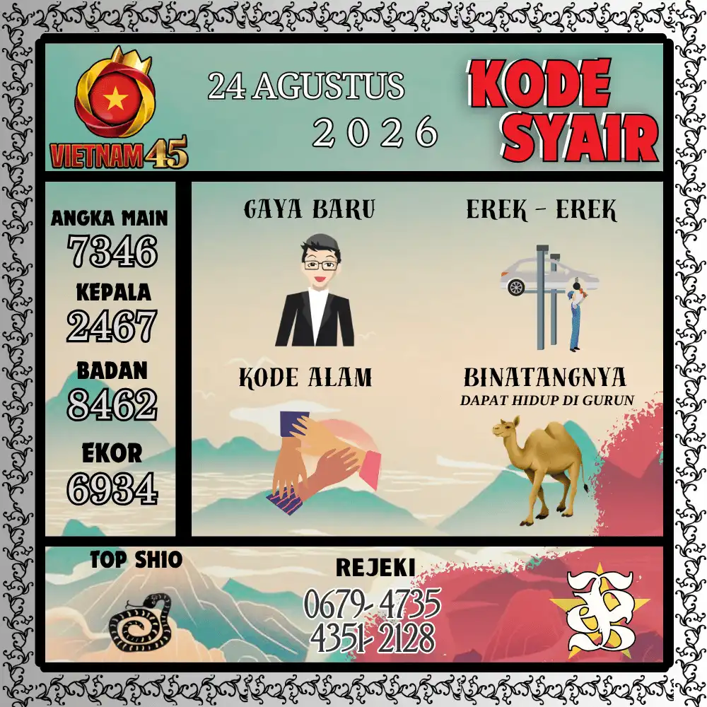 Kode Syair Vietnam45  Pools - Agustus 2026
