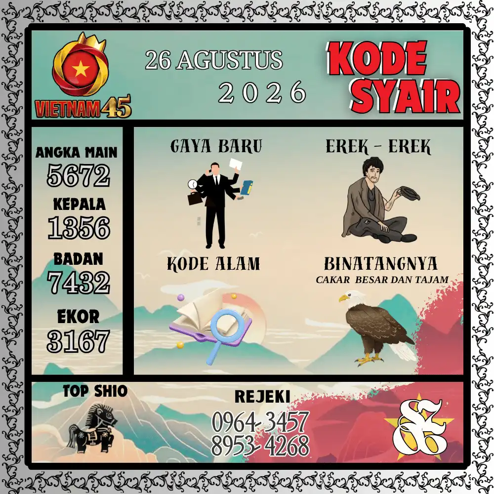 Kode Syair Vietnam45  Pools - Agustus 2026

