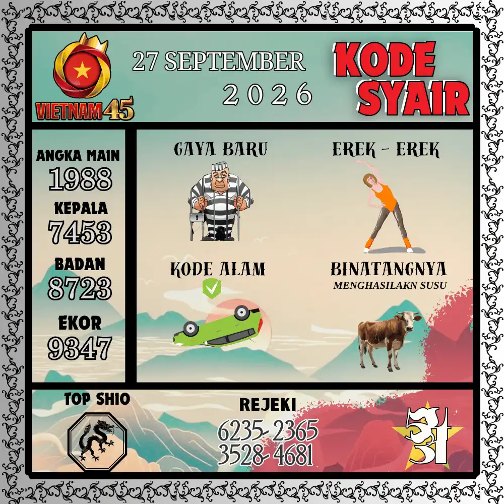 Kode Syair Vietnam45  Pools - September 2026
