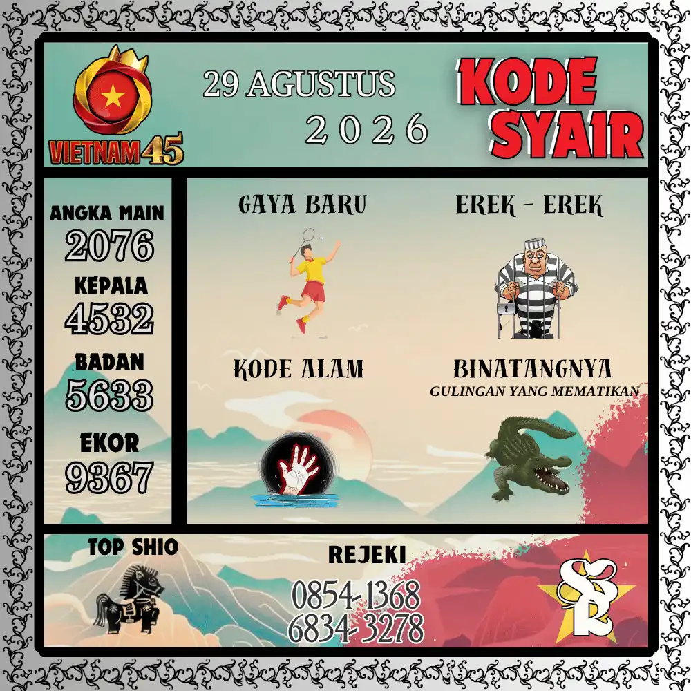 Kode Syair Vietnam45  Pools - Agustus 2026
