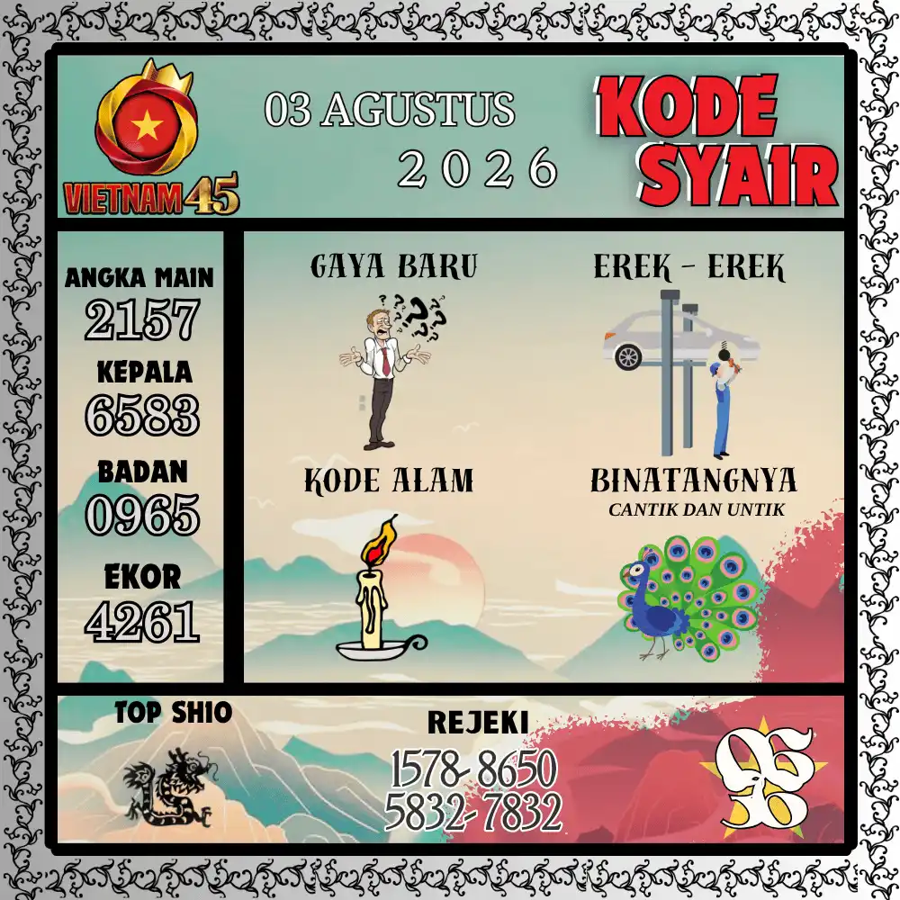 Kode Syair Vietnam45  Pools - Agustus 2026

