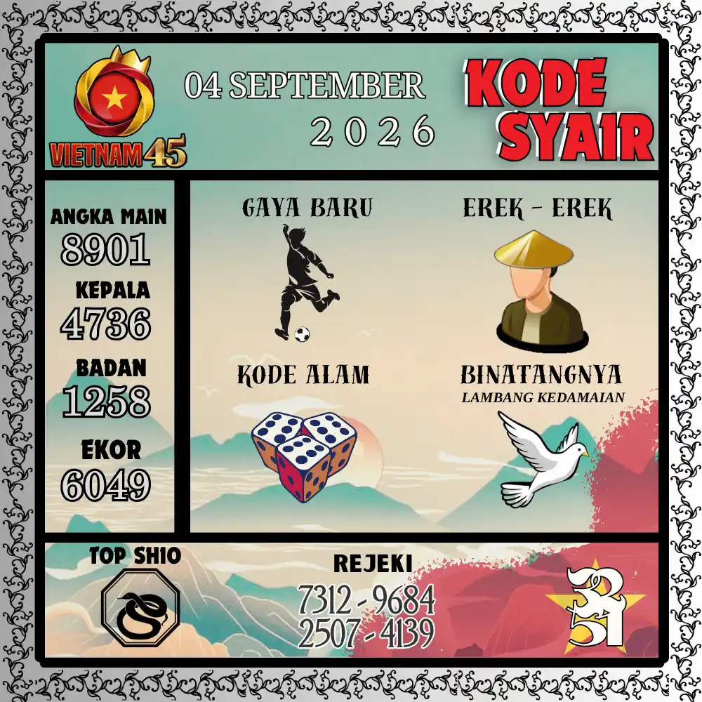 Kode Syair Vietnam45  Pools - September 2026
