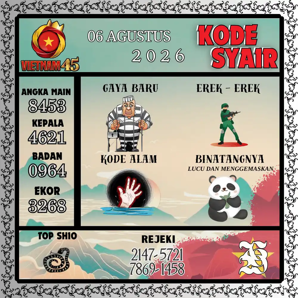 Kode Syair Vietnam45  Pools - Agustus 2026
