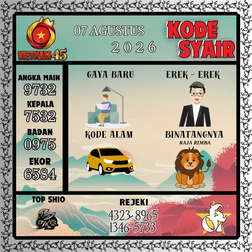 Kode Syair Vietnam45  Pools - Agustus 2026
