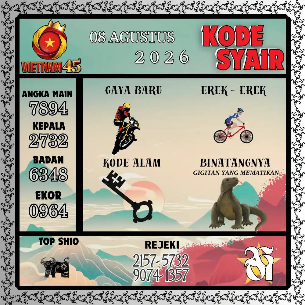 Kode Syair Vietnam45  Pools - Agustus 2026
