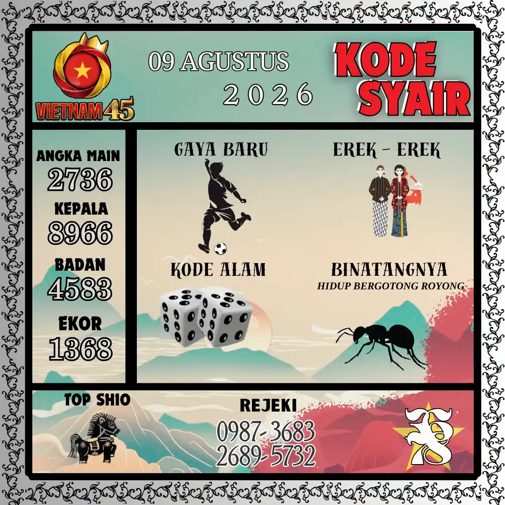 Kode Syair Vietnam45  Pools - Agustus 2026
