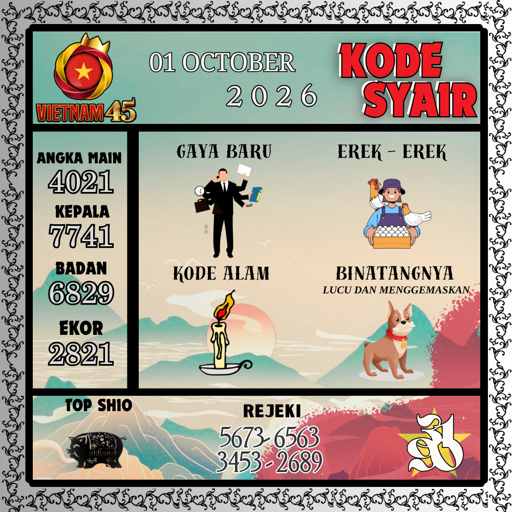 Kode Syair Vietnam45 Pools 01 Oktober 2026