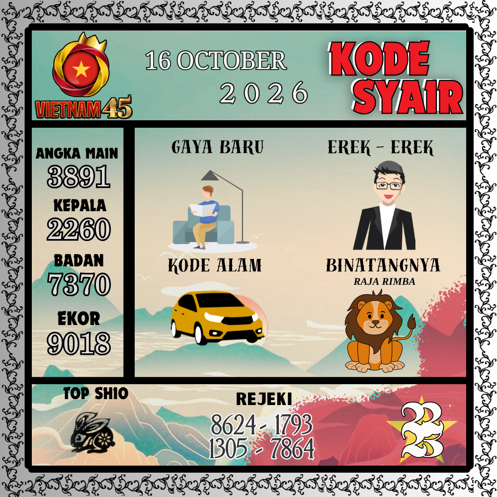 Kode Syair Vietnam45 Pools 16 Oktober 2026