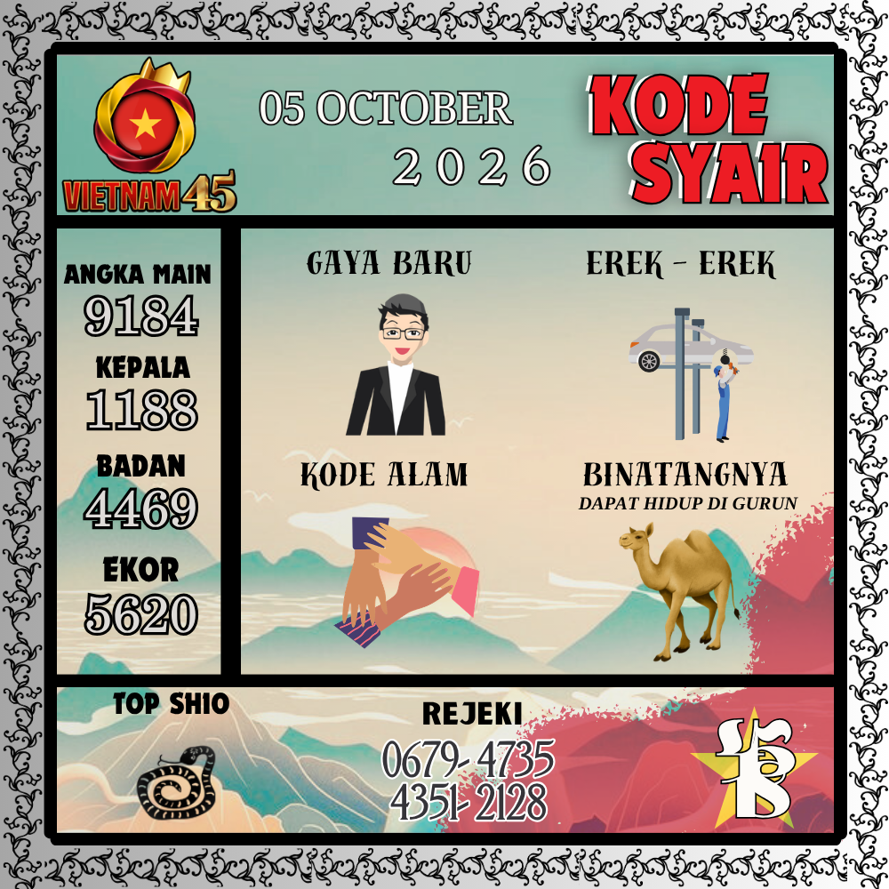 Kode Syair Vietnam45 Pools 05 Oktober 2026