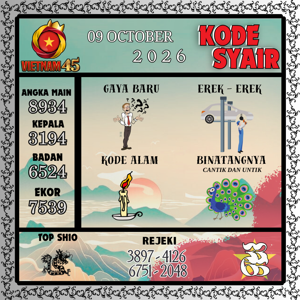 Kode Syair Vietnam45 Pools 09 Oktober 2026